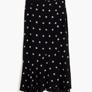 Madewell size 8 Black Floral Dot High-Low Midi Skirt